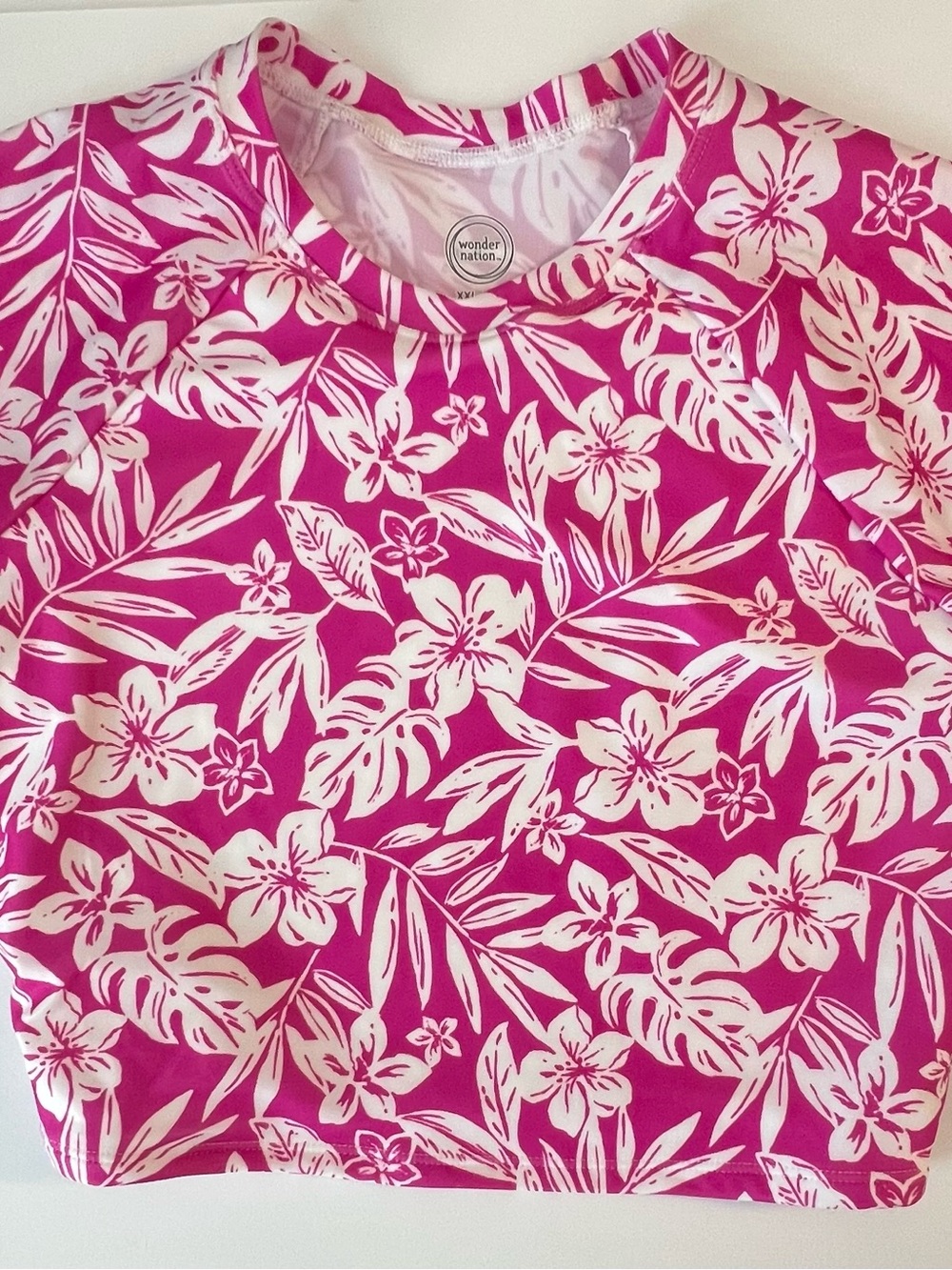 Girls’ Wonder Nation size XXL 18 Tropical Floral 2-Piece Rash Guard Swimsuit NWT